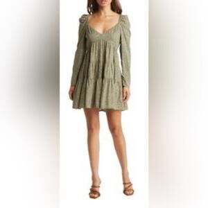 Fourteenth Place Minidress SZ M Una Floral Tiered Long Sleeve  Boho Fairycore